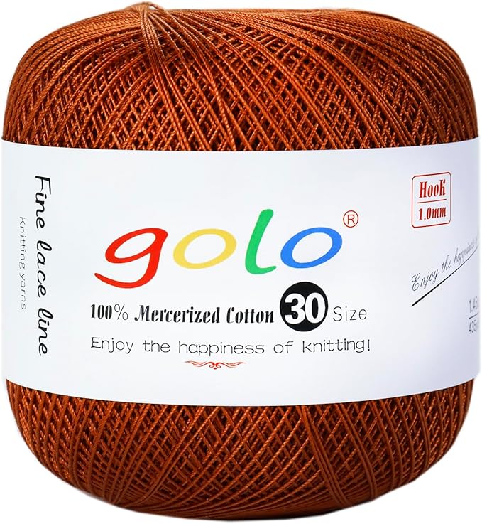 golo Crochet Thread Size 30 Yarn for Hand Kniting Yarn for Tatting Brown 236