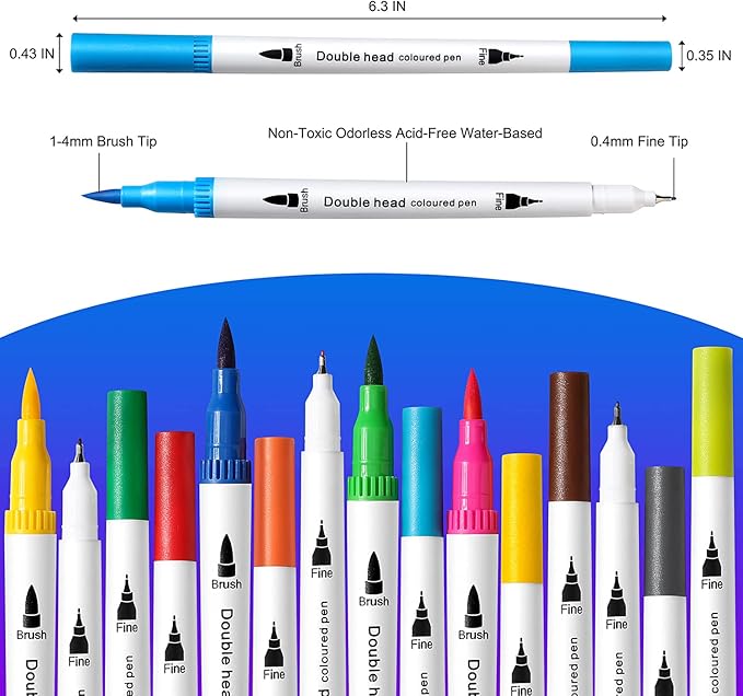 36 Brush Markers for Adult Coloring Books,Office Markers for Adults Lettering,Dual Tip Brush Pens for Drawing,Colored Pens for Art,Journal Planner,Doodle,Brush&Fine Marker for Teen Girl Gifts
