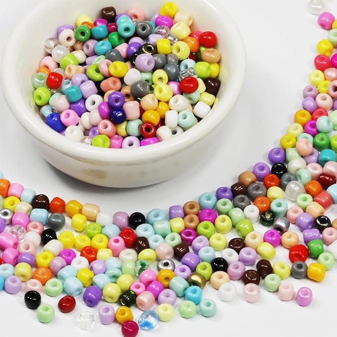Bulk 4mm Multicolour Seed Beads for Jewelry Making 110 Grams About 1600pcs,6/0 Glass Craft for Making Earrings, Bracelets, Pendants, Waist Jewelry, DIY Handmade Seed Beads（Multicolour ）