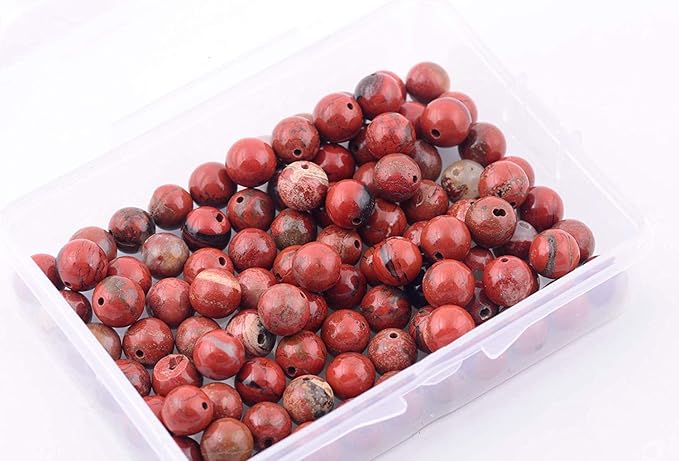 Natural Stone Beads 100pcs 6mm Round Red Jasper Genuine Real Stone Beading Loose Gemstone Hole Size 1mm DIY Charm Smooth Beads for Bracelet Necklace Earrings Jewelry Making (Red Jasper,6mm)