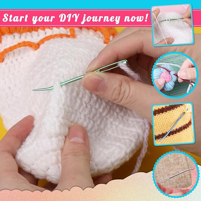 12 Pcs Yarn Darning Tapestry Needles, 6 Colors Large Eyes Blunt Yarn Needles, Large Eye Sewing Darning Crochet Needle for Yarn, Crocheting, Weaving with Stitch Markers Storage Box