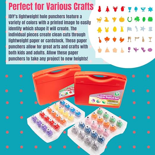 Every Occasion Year Round Scrapbook Paper Holiday Punchers- 40 Unique Designs for Easter, Birthdays, 4th of July, Halloween & More- DIY Confetti for Holiday Cards, Invitation, Decoration Making