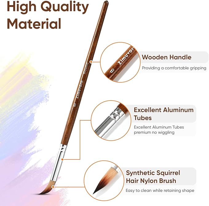 25pcs Paint Brush Set, Professional Paint Brush Set with Cloth Roll and Paint Spatula, Nylon Brushes for Acrylic Painting,Watercolor,Oil,Gouache, Art Supplies for Beginners and Artists (Wood)