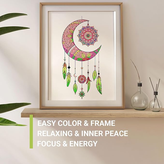Adult Coloring Book for Women Relaxation, Spiral Bound Mindfulness Coloring Book with 36 Colors Markers for Adult, Anxiety Relief Gifts with 48 Pictures (Mandala & Animal Flowers)