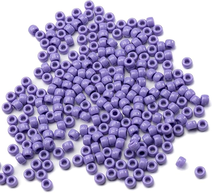 Gxueshan 1000 Pcs Acrylic Plastic White Pony Beads 6x9mm Bulk Kandi Beads for Friendship Bracelet Necklace Jewelry Making Pens Hair Braiding Kit (Violet blue2)