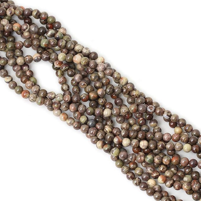 60PCS 6mm Natural Patterned Agate Round Loose Beads for Jewelry Making 1 Strand 15 inches