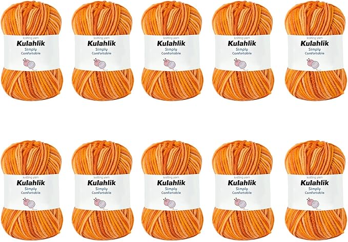 500g(10x50g) Acrylic Yarn for Crocheting and Knitting, Colorful Gradient Yarn Thread, 10 Rolls Skeins, Multicolor Hilo Acrílico, Perfect for DIY Crafts Project