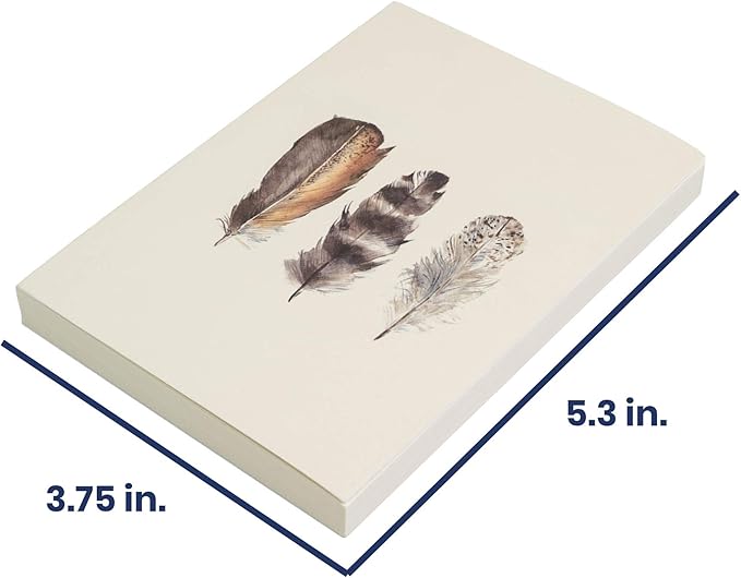 LayFlat Sketchbook - 3.75 x 5.3 Inches - Feathers Blank Note Book, 64 Sheets, Thick 100gsm Paper, for Drawing, Sketching, and journaling