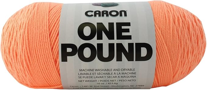 Caron One Pound Solids Yarn, 16oz, Gauge 4 Medium, 100% Acrylic - Peach- For Crochet, Knitting & Crafting ( 1 Piece )