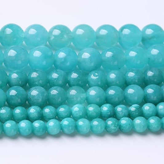 Blue Jade Stone Beads Gemstone Round Crystal Energy for Jewelry Making DIY Bracelet Necklace 1 Strand 15.5inch 35PCS 10MM
