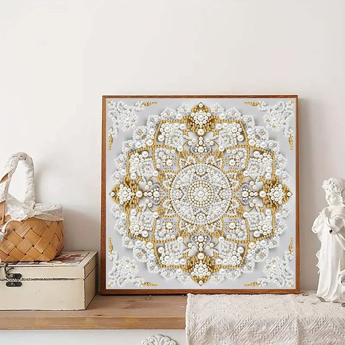 GEMFAMILY 5D Diamond Painting Kits for Adults,DIY Special Shaped Diamond Art Kit for Mandala,Pearl Diamond Dots Painting Crystal Rhinestone Gem Art for Home Wall Decor 11.8 X 11.8 Inch