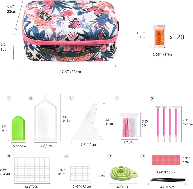 ARTDOT 120 Slots Storage Container for Diamond Art Kits for Adults,Portable Bead Storage Boxes for Diamond Painting Accessories and Tools