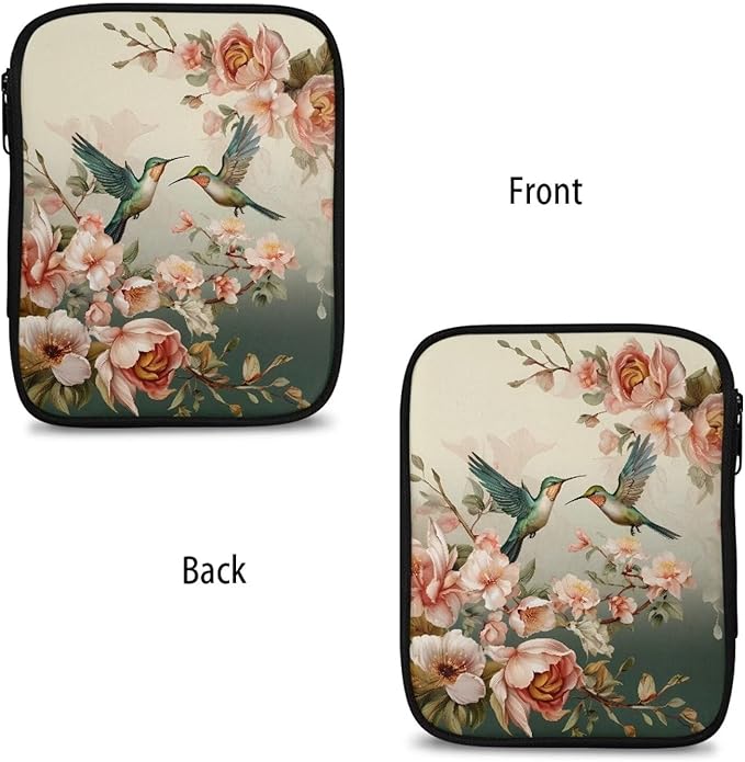 Hechitok Hummingbird Floral Hook Case, Organizer Zipper Bag with Web Pockets for Various Crochet Needles and Knitting Accessories Easy to Carry
