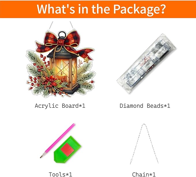 VODAPYC Christmas Diamond Art Hanging Kit for Adults, DIY Double Sided Special Shaped Diamonds Art Window Pendant Ornament for Home Decor(Candle Lamp)