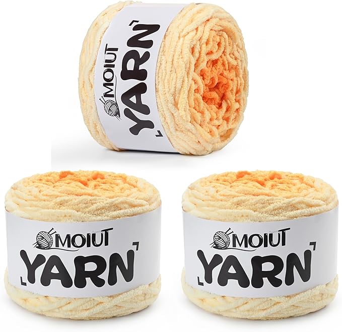 Blanket Perfect Ombre Cake Yarn - Baby Yarn for Crocheting Soft - 3 Pack of 10.6oz/300g - #6 Super Bulky - 197 Yards for Knitting, Crafts & Amigurumi, Chunky Chenille Yarn(3 Cheesecake)