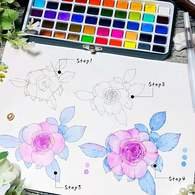 Artecho Watercolor Paint Set 168 Colors, Painting Kit with Watercolor Pad, Brushes and Pencil, Ideal Water Color Kit for Beginners & Professionals