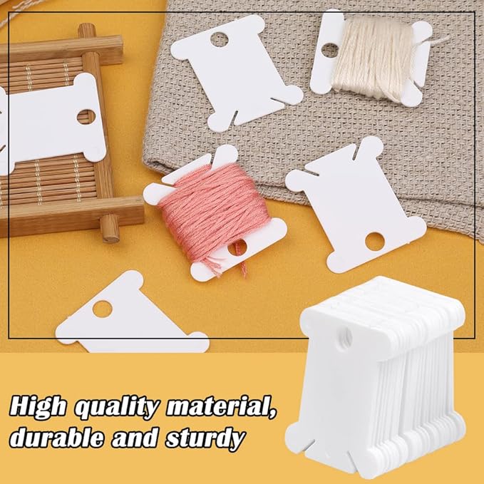 Plastic Floss Bobbins, 150 White Plastic Embroidery Floss Bobbins, Embroidery Floss Organizer Cards for Cross Stitch Thread Craft DIY Sewing Storage, Hard Floss bobbins