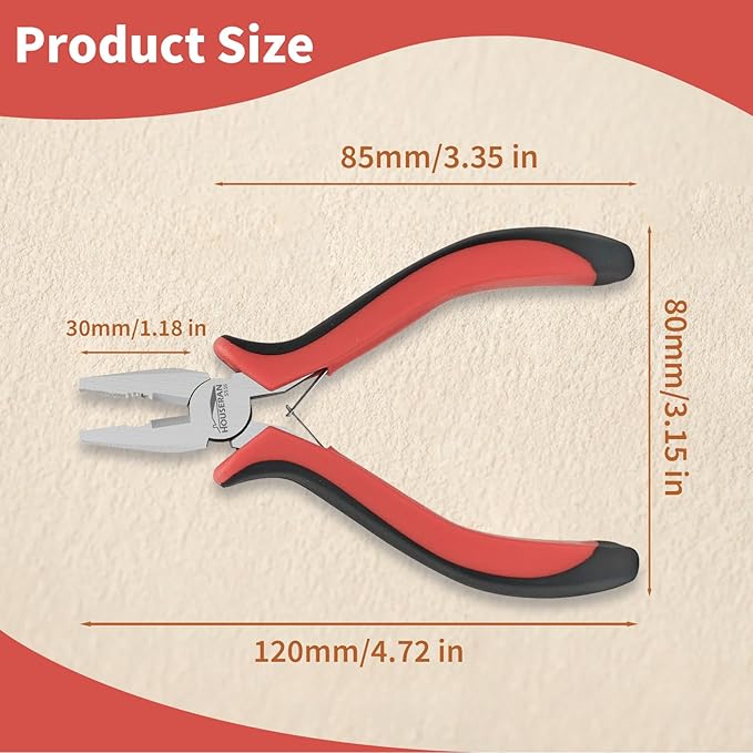 houseran mini linemans pliers 5"-5 pack combination plier with side cutter, lineman pliers electrical for jewelry making, diy, craft, model