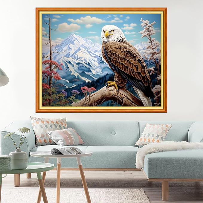 dimxvean stamped cross stitch kits,cross stitch kits for adults beginners,embroidery kits full range of cross stitch stamped kits needlepoint kits cross stitch patterns-mountain eagles 16x20 inch