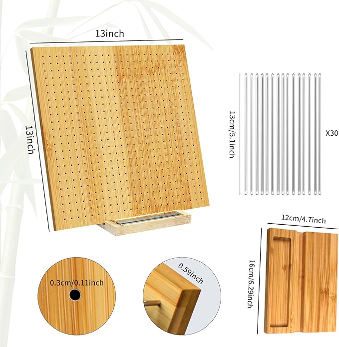LIVSMON 13 Inch Crochet Blocking Board, Handcrafted Knitting Blocking Mat for Perfect Knitting and Granny Squares, Full Kit with 30 Stainless Steel Rod Pins, Gifts for Grandmothers, Mothers