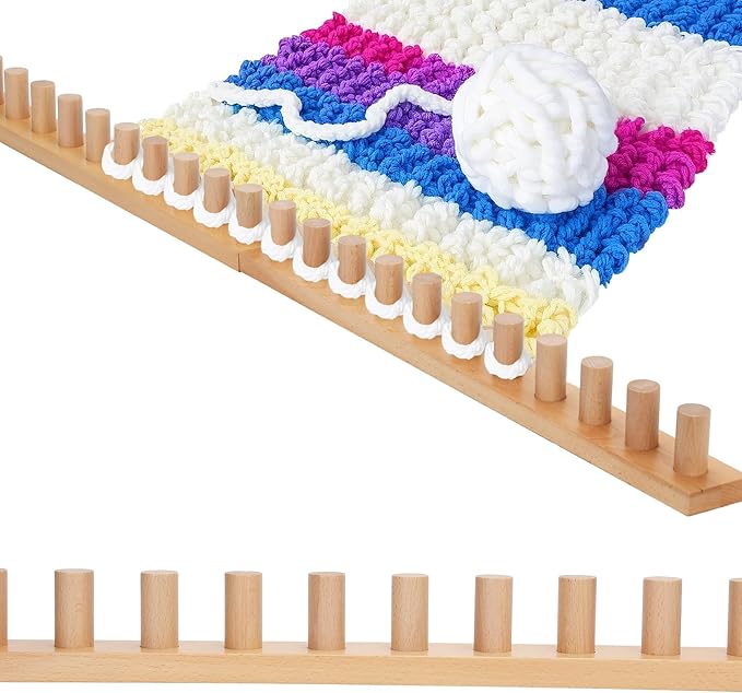 Sienson 48" Chunky Knitting Loom for Blanket Making – Foldable Wood Frame, Portable DIY Hand Knitting Kit for Beginners, Reusable Blanket Loom for Bulky Yarn Crafts & Gifts