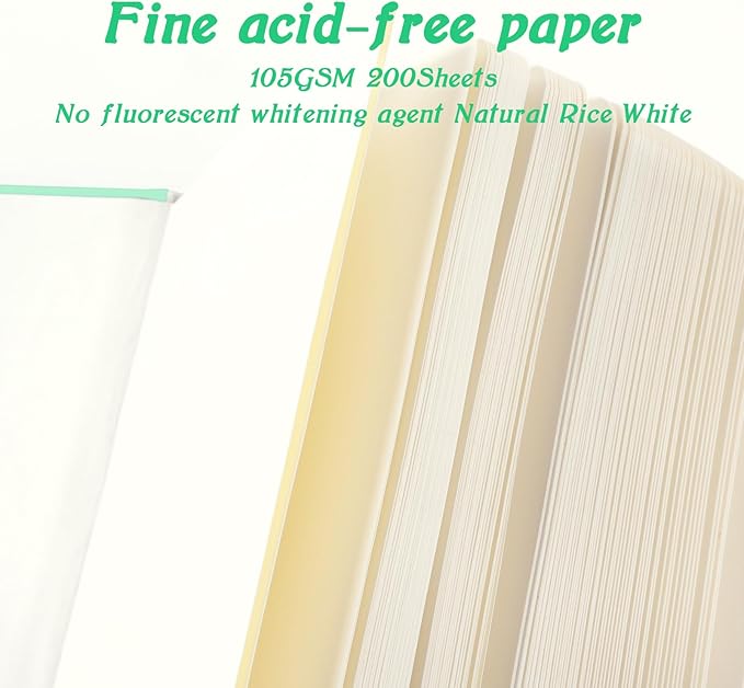 Mix Media Pad,3.5"x5.5" Small Hardcover Leather Art Sketchbook,105 GSM 200 Sheets/400 Pages Acid Free Artistic Painting Drawing Sketching Writing Paper, Handy Pocket Journal Notebook. Light Green