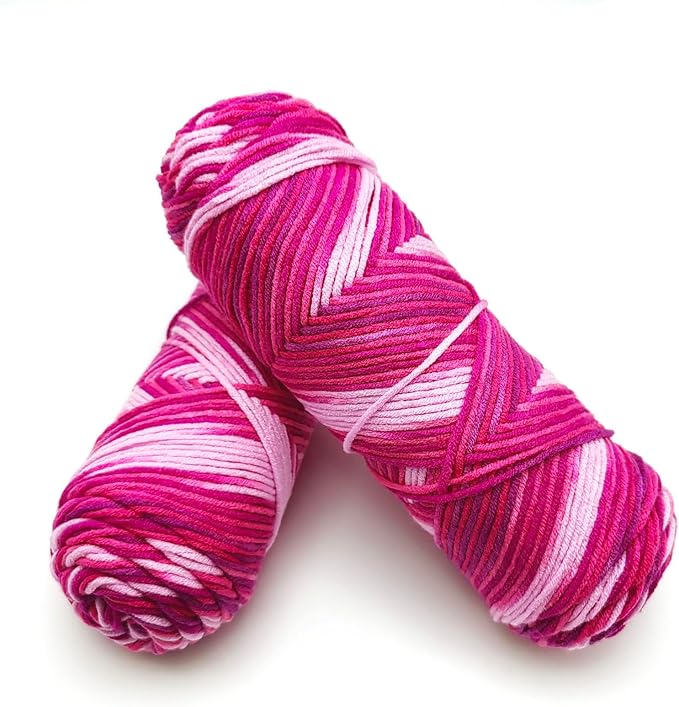 5-Ply Variegated Yarn 200g/2pcs, Acrylic 100%, Chunky Weight 2.5mm, Soft & Cozy, Vibrant Colors, Full Hand Feel for Knitting Sweaters, Scarves, Shawls, Hats (1#Rose Red)