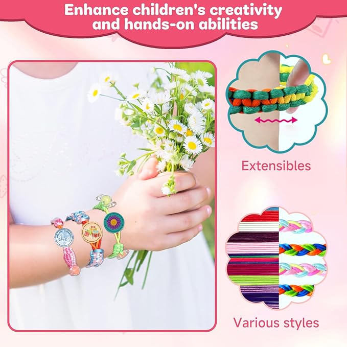 suu66 friendship bracelet making kit for kids girls 6-12 years old - diy craft kit for bracelets, headbands, keychains, creative birthday gifts (yellow)