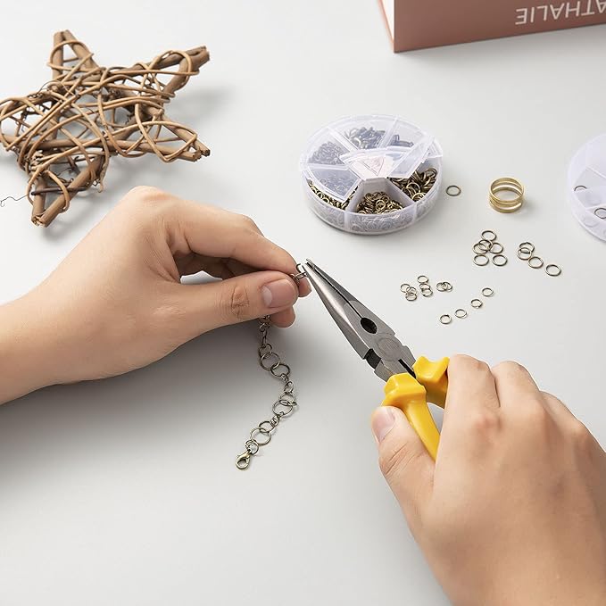 Jump Rings Kit With1000PCS Open Jump Rings 40PCS 12mm Lobster Clasps and Jump Rings Opener for Jewelry Making Keychains and Necklace Repair (Sliver)