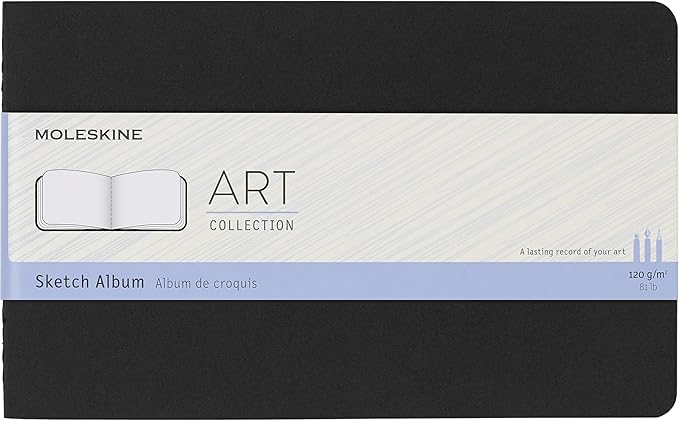 Moleskine Art Sketch Album, Hard Cover, Large (5" x 8.25") Plain/Blank, Black, 88 Pages