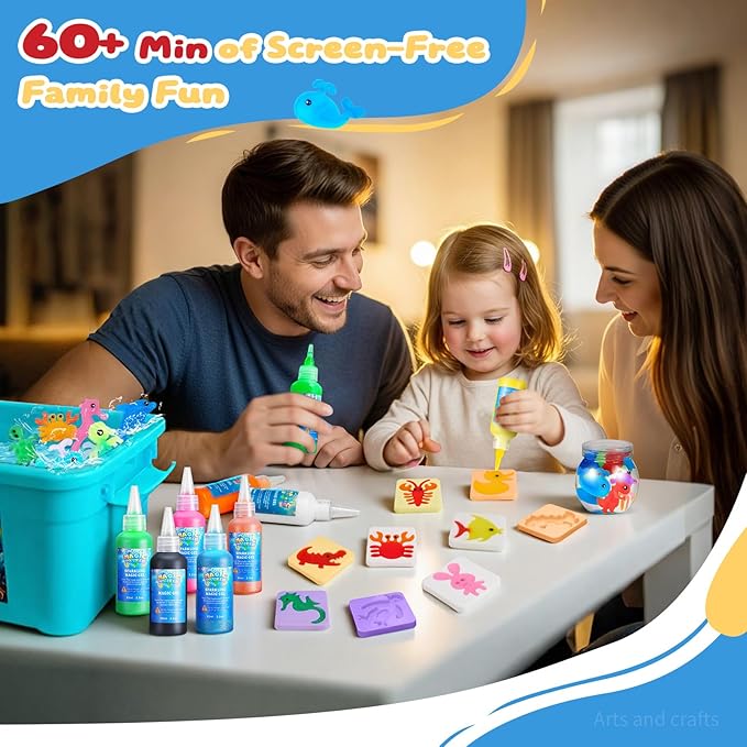 poonoo crafts kits toys - birthday gifts for girls & boys 6-12, 25 molds 20 colors magic water elf toy kit, aqua fairy water gel kit for kids, diy squishy maker, make your own water pets