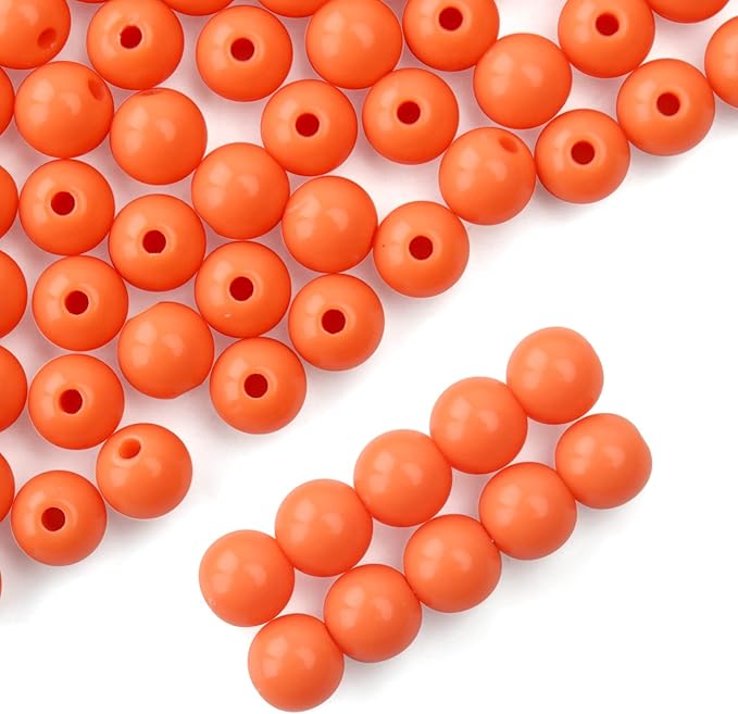 bonny boxx 60pcs 16mm smooth orange-red acrylic round beads, plastic resin bubblegum balls chunky gumball beads for necklace and bracelet making, crafting supplies