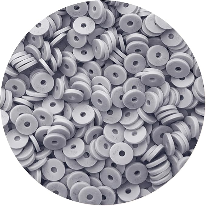 2000pcs Silver Clay Beads for Bracelets Making - Heishi Polymer Flat Disc Spacer Clay Bead for Jewelry Earring DIY Crafts 6mm