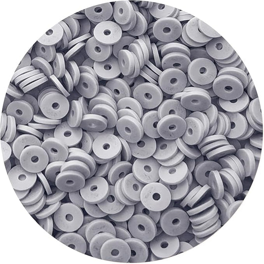 2000pcs Silver Clay Beads for Bracelets Making - Heishi Polymer Flat Disc Spacer Clay Bead for Jewelry Earring DIY Crafts 6mm