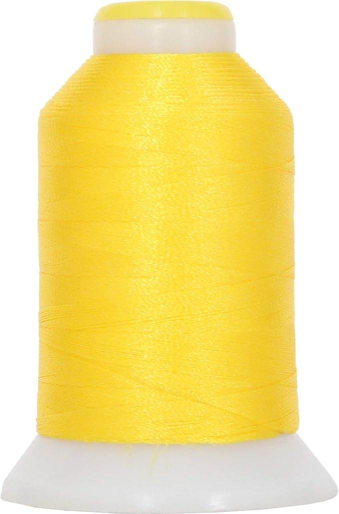 Threadart 60 Weight Micro Embroidery Thread | Fine Line Lettering & Bobbin Thread | 1000m Spools - 30 Colors Available - Yellow