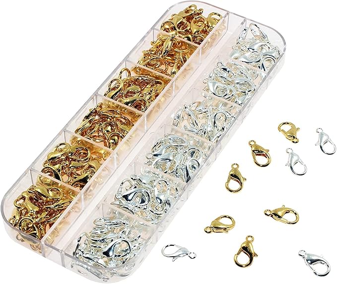 600Pcs Lobster Clasps Set, BetterJonny 200Pcs Lobster Clasps and 400Pcs Open Jump Rings Kit with Box Silver and Gold Lobster Claw Clasps for Bracelet Necklace and Jewelry Making