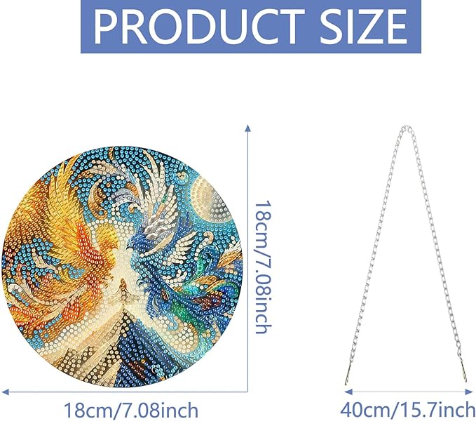 AIBOERL Diamond Art Hanging Kit for Adult,Special Shaped Rhinestone,Double Sided 5D DIY Acrylic Diamond Art Painting Window Pendants Home Garden Wall Hanging Kits Hanging Ornament (Phoenix7.17 X7.17)
