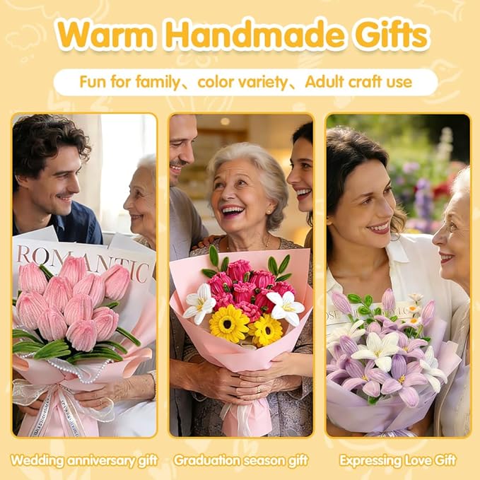 985-Pieces Pink Floral Craft Kit with Pipe Cleaners, Flower Stems & Stamens - Complete DIY Flower Making Set for Art Projects, Party Decorations & Gift Wrapping