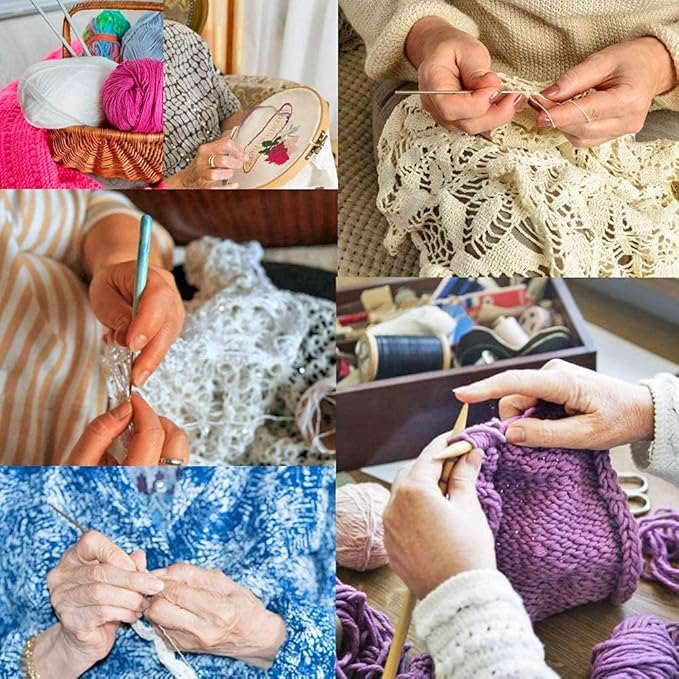 URWOOW 100 Pcs Crochet Hook Set with Yarn Knitting Needles Sewing Tools Full Set Knit Gauge Scissors Stitch Holders Household Tool Kit