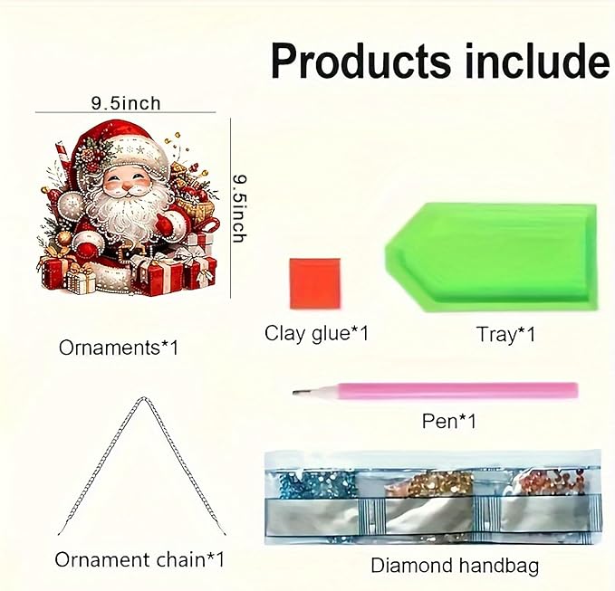 Diamond Art Hanging Kits for Adult, Christmas Diamond Art Crafts Decor, 5D DIY Acrylic Painting Ornaments, Window Pendants Wall Hanging Kits for Home Garden (Grandpa)