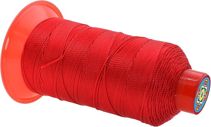 Mandala Crafts Size 346 210D T350 Bonded Nylon Thread - Red 415 YDs Tex 350 Heavy Duty Sewing Threads for Leather, Jeans, Weaving, Outdoor Marine Upholstery