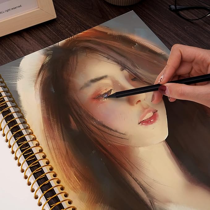 Hardcover Sketchbook for Drawing 8.5 x 11 Spiral Sketch Book for Adults Women Kids with 100gsm 68lb 120 Sheets Premium Paper Sketch Pad for Drawing Books Notebook Art Supplies, Black
