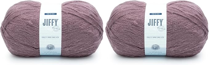 Lion Brand Yarn Jiffy Bonus Bundle, Acrylic Yarn for Crochet, Plum, 2 Pack