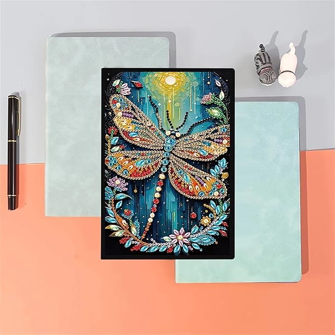 Dragonfly Diamonds Painting Notebook for Adults, A5 Diamond Art Journal and DIY Sketchbook, Diamond Art Kit Supplies,Gift for Beginners, Craft Lovers, Artists. (Dragonfly)