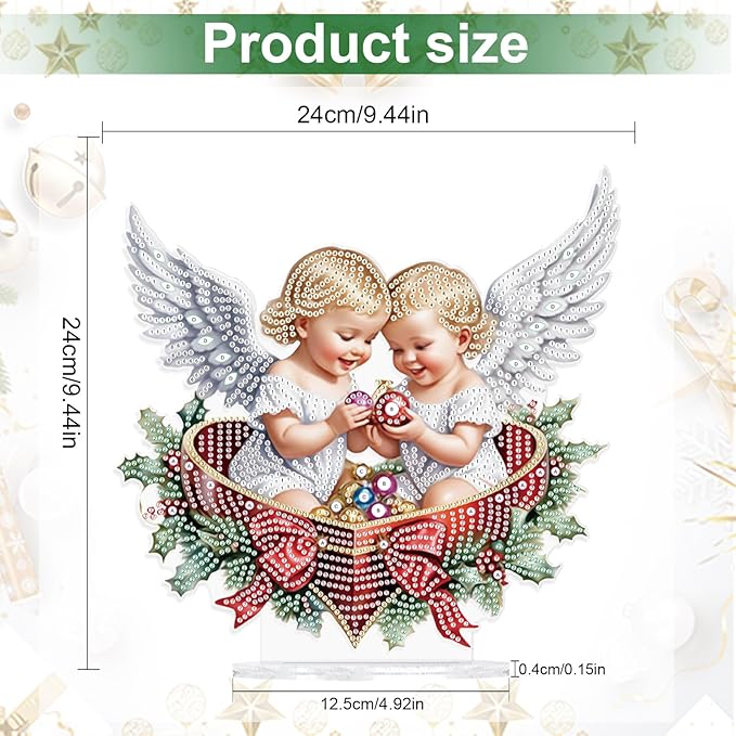 Christmas Diamond Painting Kits Tabletop decoration, DIY Angel, 5D Diamond Art Home Ornament By Number Mosaic Arts Crafts For Home Office acrylic Tabletop Decor for Xmas Home Decor, New Year Gift