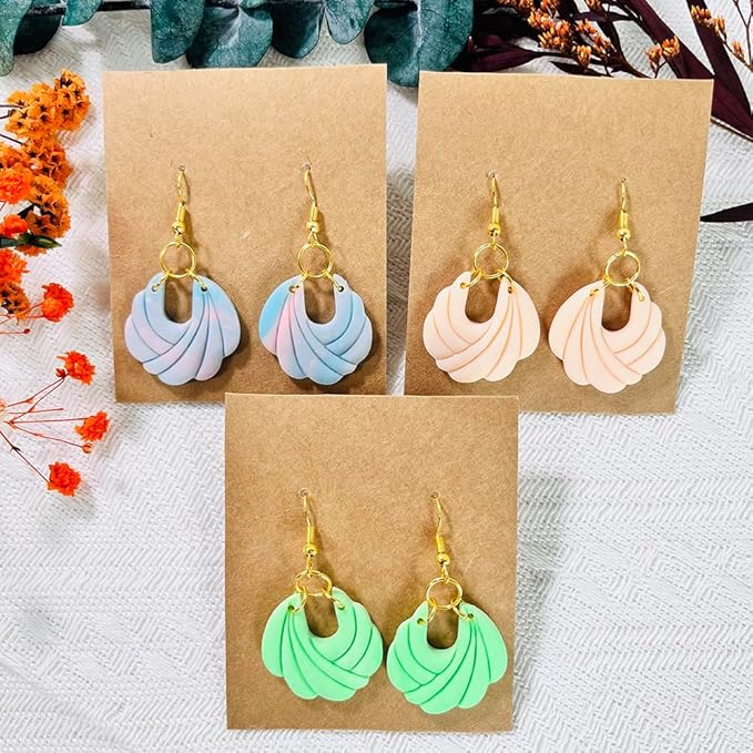 Xaekicr Polymer Clay Cutters – 2PCS Shell Swirl & Abstract Arch Clay Cutters for Polymer Clay Jewelry, Clay Tools and Earring Cutters for DIY Crafts and Earring Kit