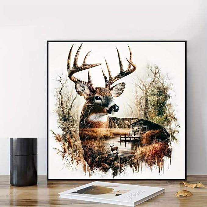 ARPADAMO Square Diamond Art Kits for Adults-Deer Square Drill Diamond Painting,Square Diamond Art,DIY Animal Gem Art Kits for Adults and Crafts for Gifts and Home Wall Decor 14x14inch