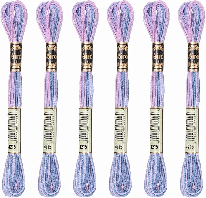 PATIKIL 6 Skeins Embroidery Floss, Polyester Embroidery Threads Bracelets String for Cross-Stitch Hand Embroidery, Pink Purple