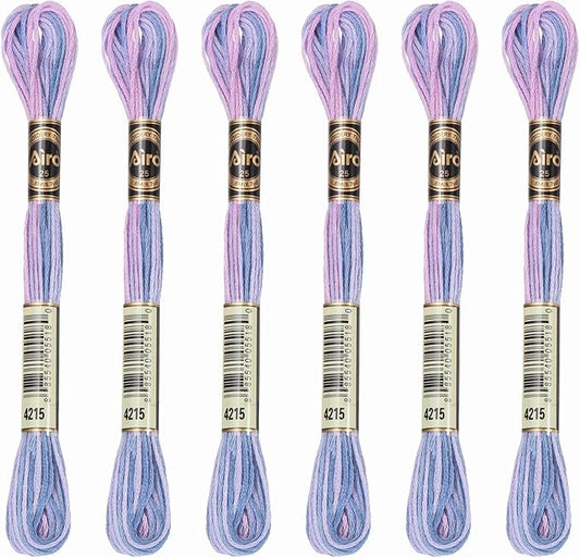 PATIKIL 6 Skeins Embroidery Floss, Polyester Embroidery Threads Bracelets String for Cross-Stitch Hand Embroidery, Pink Purple