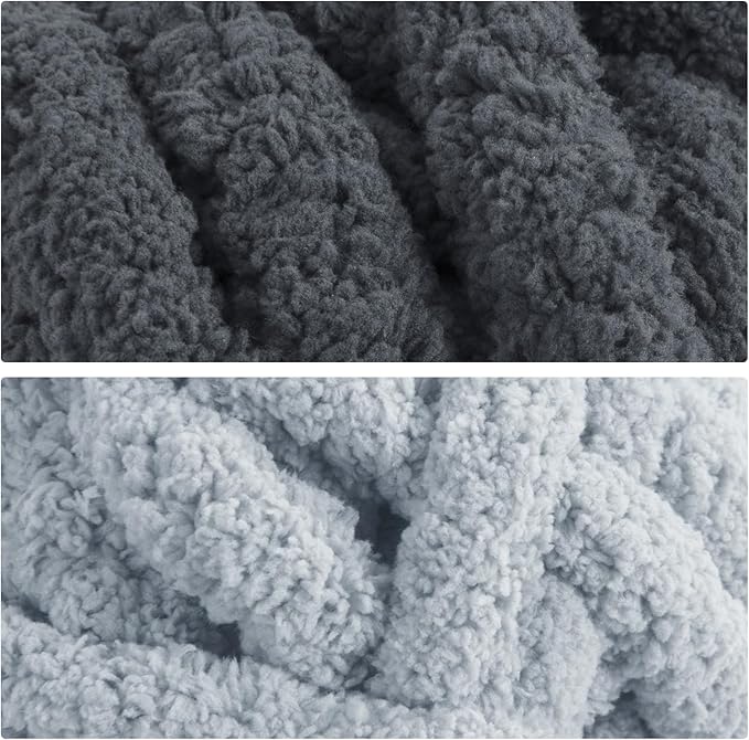 MABOZOO Assorted Chunky Yarn for Crocheting 8 Pack,Fluffy Jumbo Chenille Yarn,Soft Plush Yarn Bulky,Giant Thick Fuzzy Yarn for Hand or Arm Knitting,4 Dark Grey & 4 Rice Grey(31.7 yds,8 oz Each Skein)